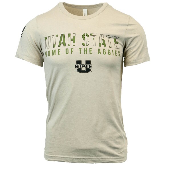 utah state home of the aggies military tshirt tan